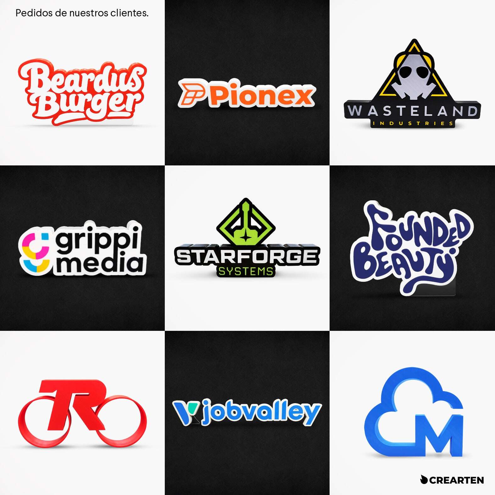 Tu Logo 3D · ¡Imprime tu logo y hazlo real! Crearten