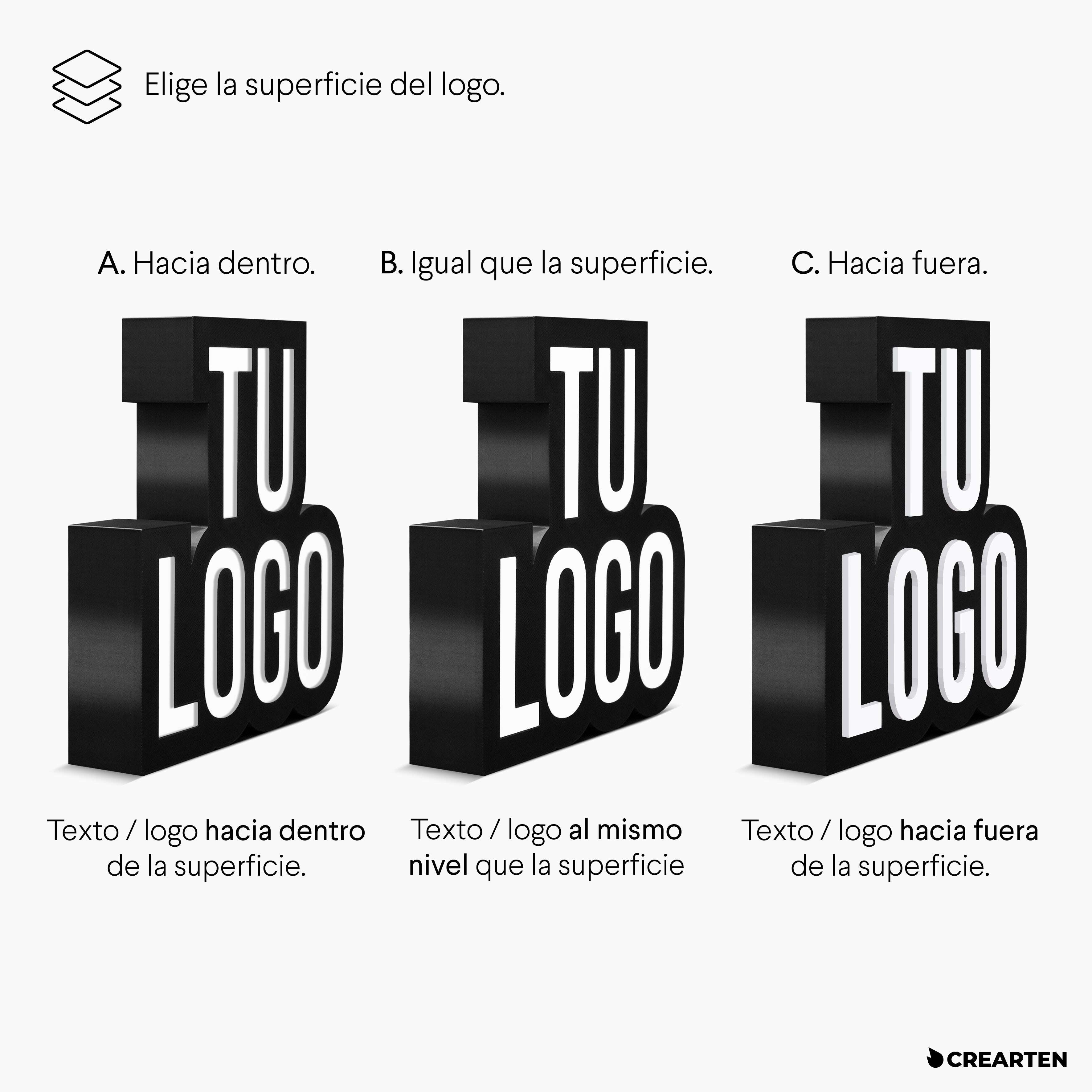 Tu Logo 3D · ¡Imprime tu logo y hazlo real! Crearten